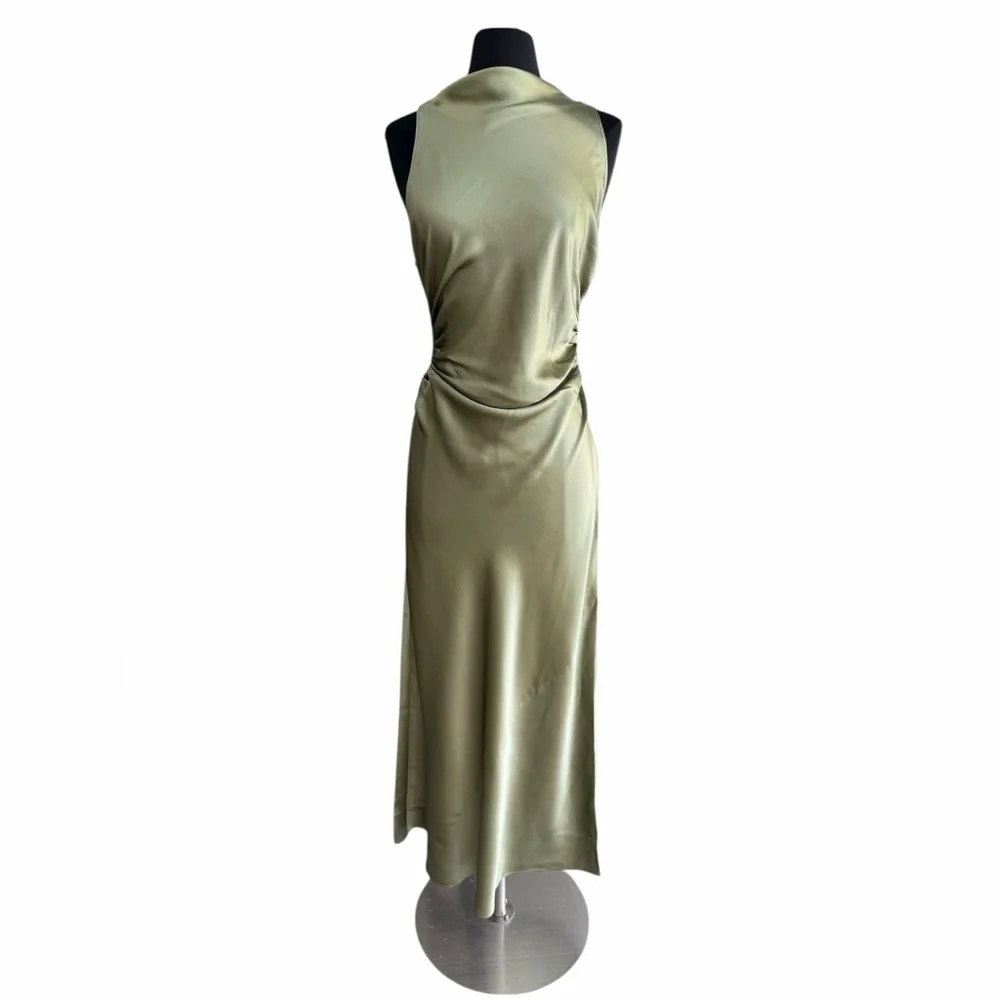 Reformation Cassette Silk Midi Dress Artichoke Green Womens 8 NWT - Picture 5 of 10
